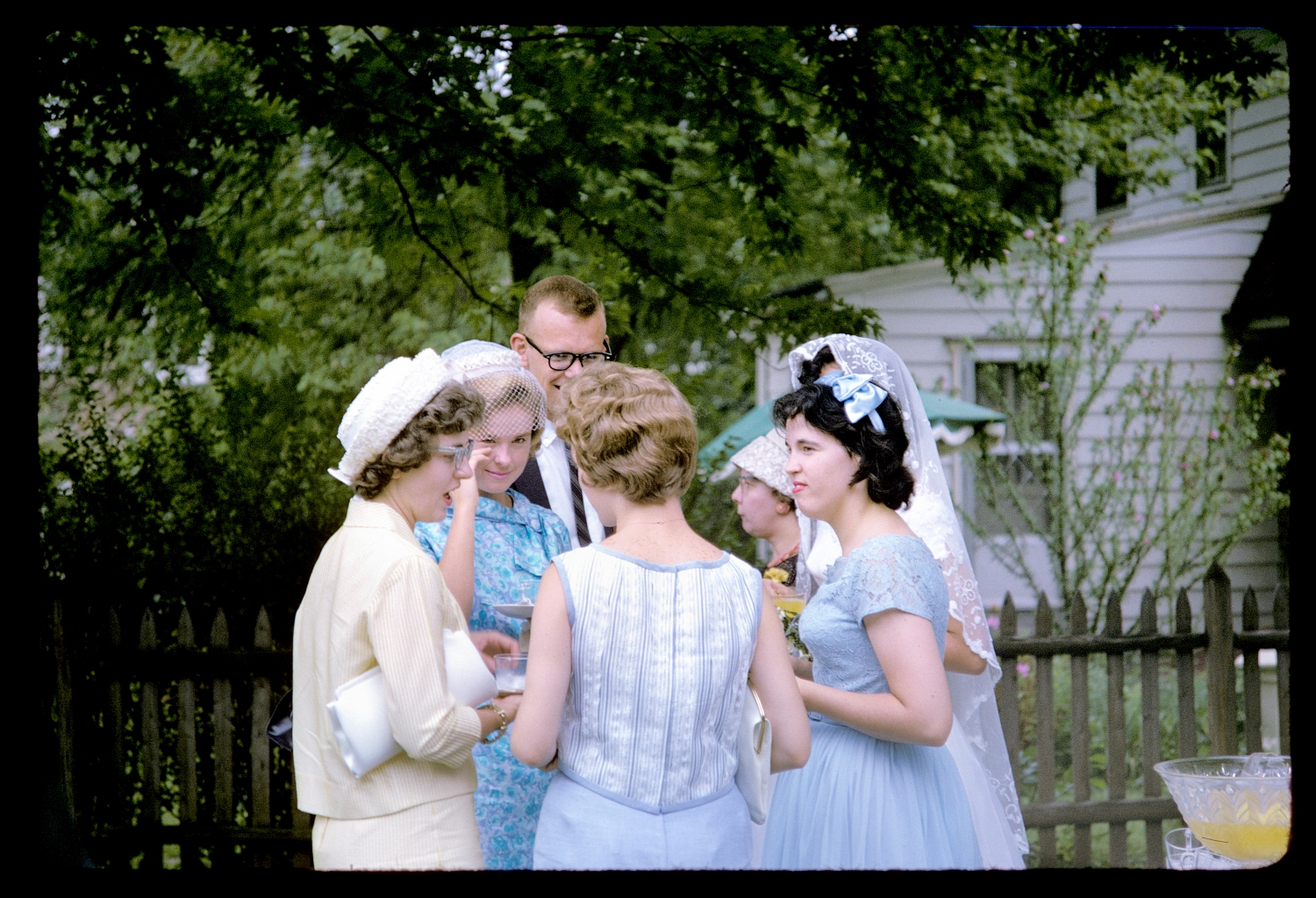Patty, Harriet, Bob W., Joyce, Peg (in background), Mary A., Dorothy (behind Mary)