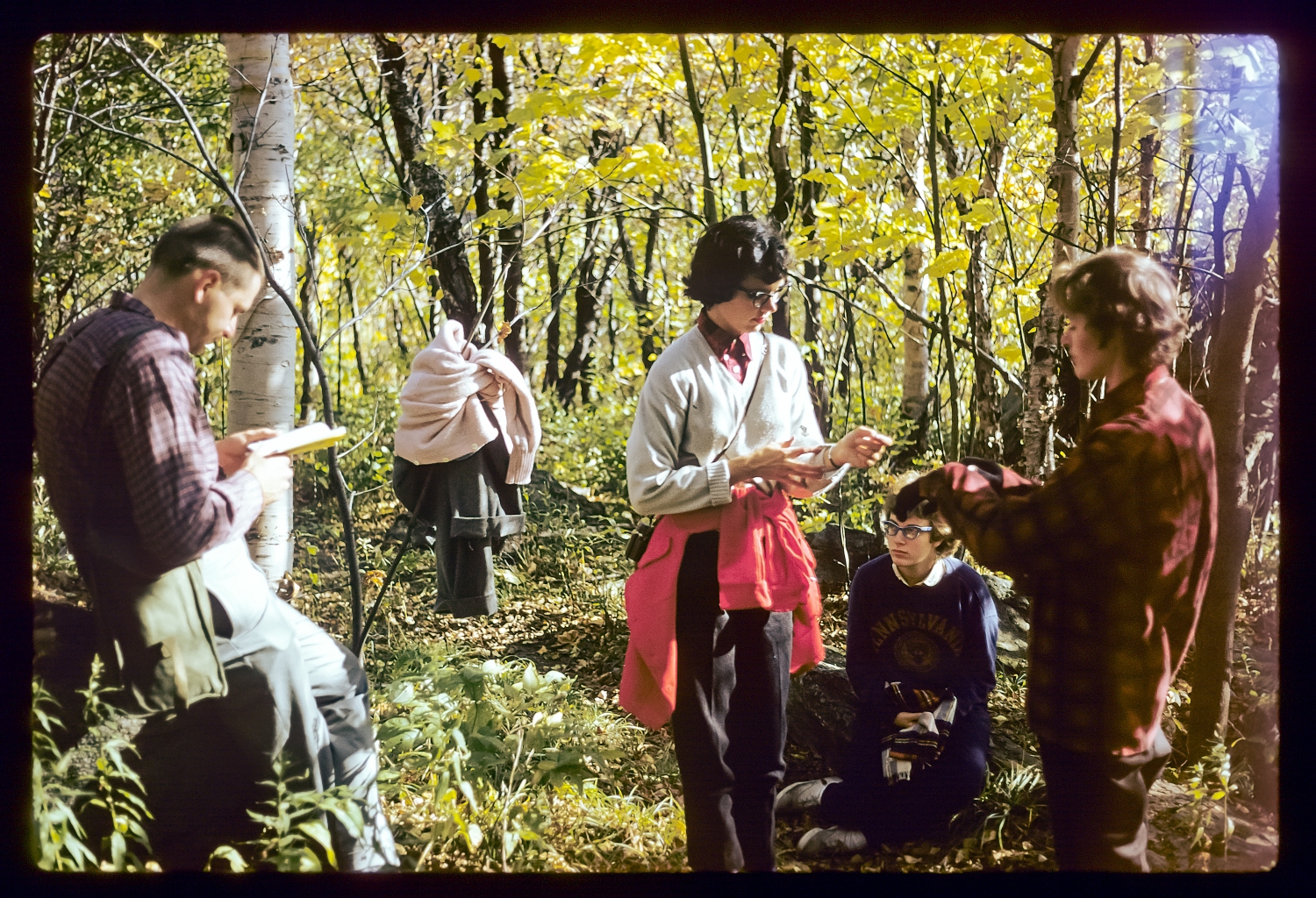 Bob, Dorothy, Joyce (seated), and Barbara A. on the Long Trail, Vermont, 1960