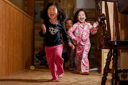 Cousins running from monster