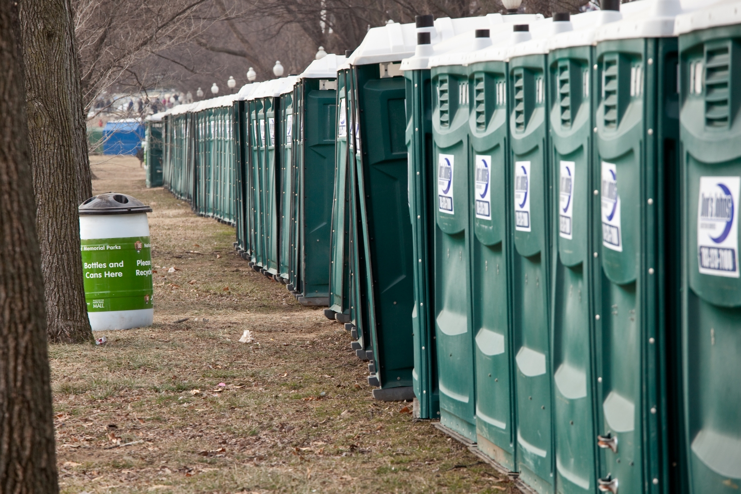 More porta potties standing guard.